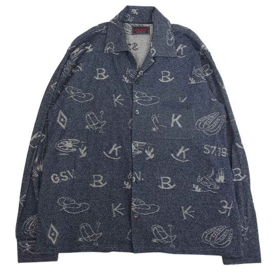 GANGSTERVILLE ギャングスタービル GSV-21-SS-08 Django L/S Knit Shirts ジャンゴ ロングスリーブ ニット シャツ インディゴブルー系 XL【中古】