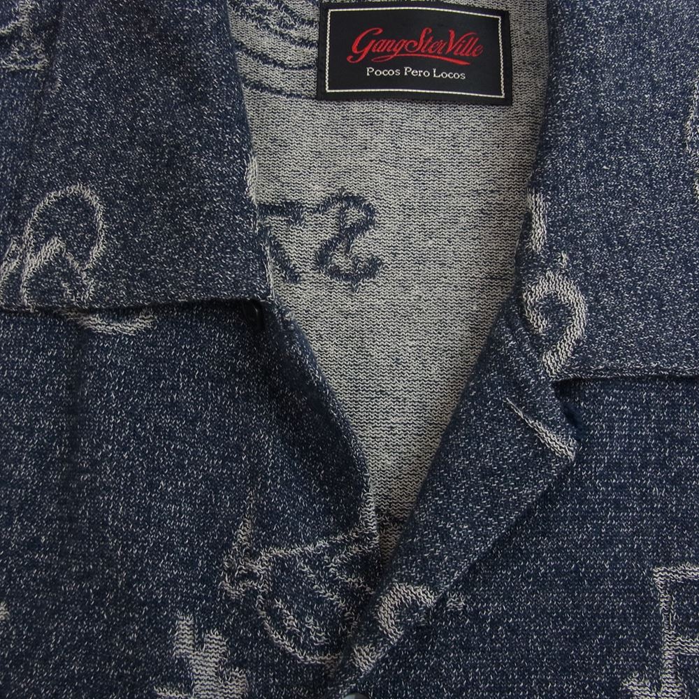 GANGSTERVILLE ギャングスタービル GSV-21-SS-08 Django L/S Knit Shirts ジャンゴ ロングスリーブ ニット シャツ インディゴブルー系 XL【中古】