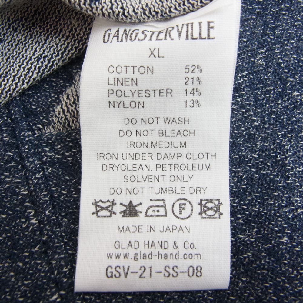 GANGSTERVILLE ギャングスタービル GSV-21-SS-08 Django L/S Knit Shirts ジャンゴ ロングスリーブ ニット シャツ インディゴブルー系 XL【中古】