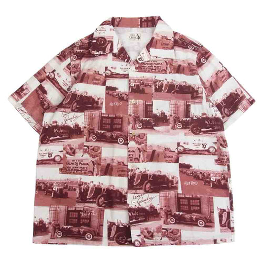 オールドクロウ 0C-20SS-13 RACING FOR LIFE S/S SHIRTS 総柄 オープンカラー 半袖 シャツ エンジ系 XL【中古】