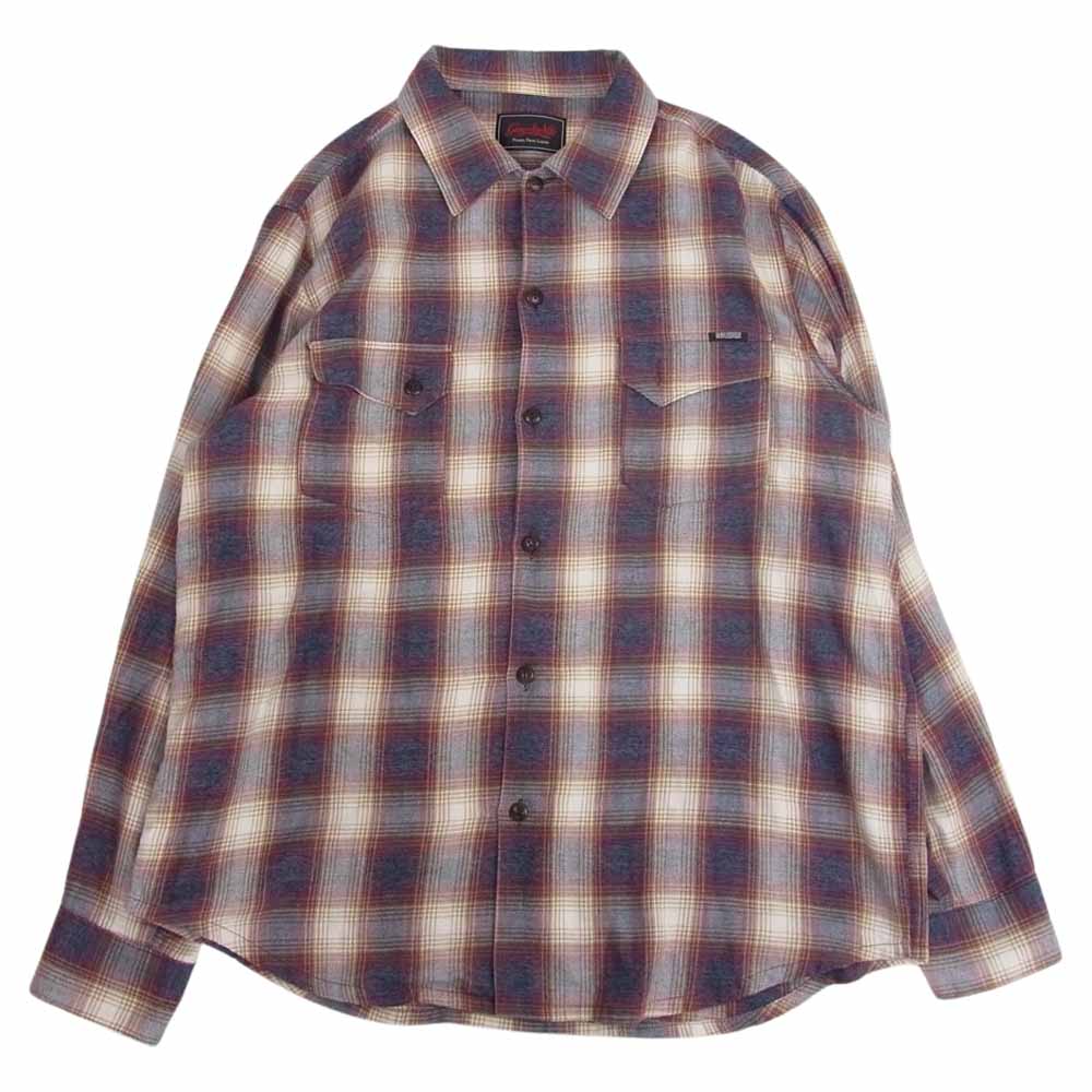 GANGSTERVILLE ギャングスタービル GSV-21-SS-15 Riot of Mirth L/S Check Shirts ライアット オブ マース ロングスリーブ チェック シャツ エンジ系 XL【中古】