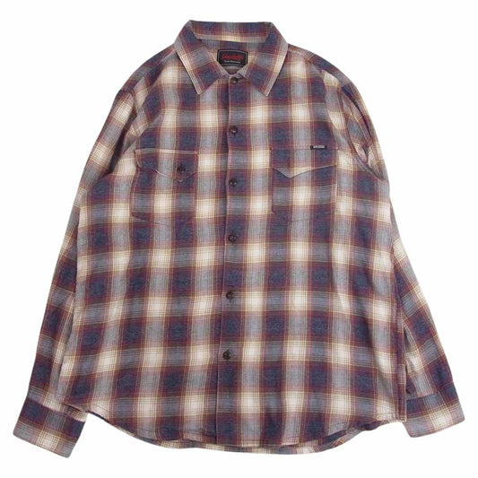 GANGSTERVILLE ギャングスタービル GSV-21-SS-15 Riot of Mirth L/S Check Shirts ライアット オブ マース ロングスリーブ チェック シャツ エンジ系 XL【中古】