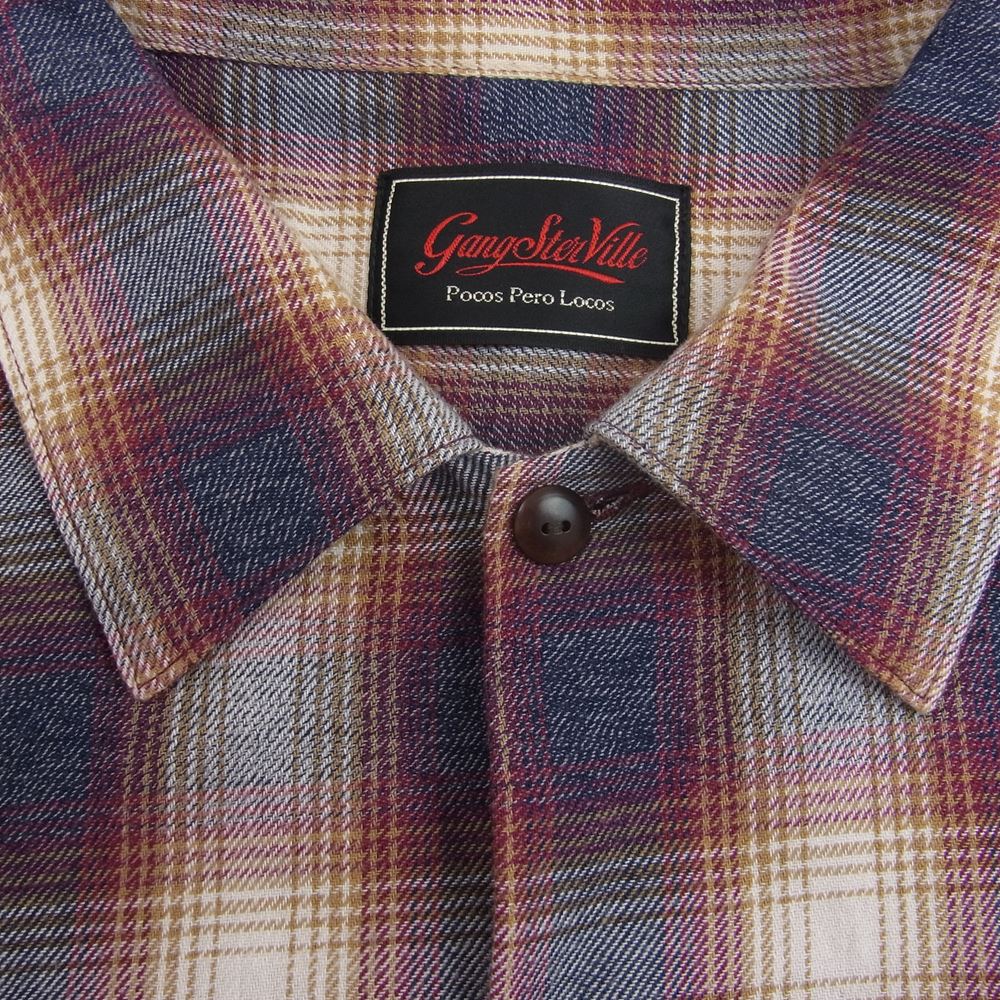 GANGSTERVILLE ギャングスタービル GSV-21-SS-15 Riot of Mirth L/S Check Shirts ライアット オブ マース ロングスリーブ チェック シャツ エンジ系 XL【中古】