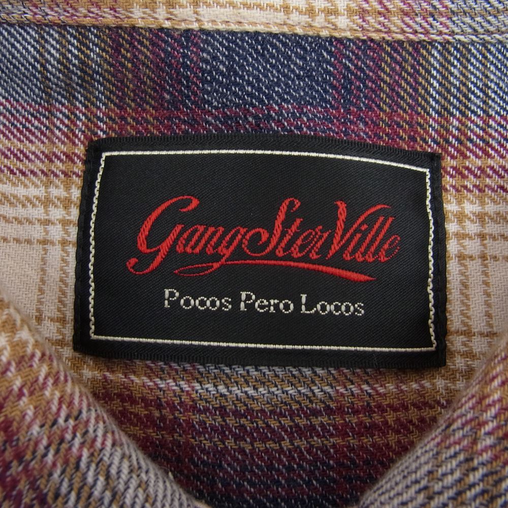 GANGSTERVILLE ギャングスタービル GSV-21-SS-15 Riot of Mirth L/S Check Shirts ライアット オブ マース ロングスリーブ チェック シャツ エンジ系 XL【中古】