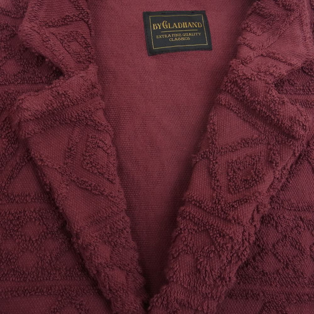 BY GLADHAND バイグラッドハンド 19SS BYGH-19-SS-09 ISLAND L/S CARDIGAN アイランド 長袖 パイル カーディガン エンジ系 XL【中古】