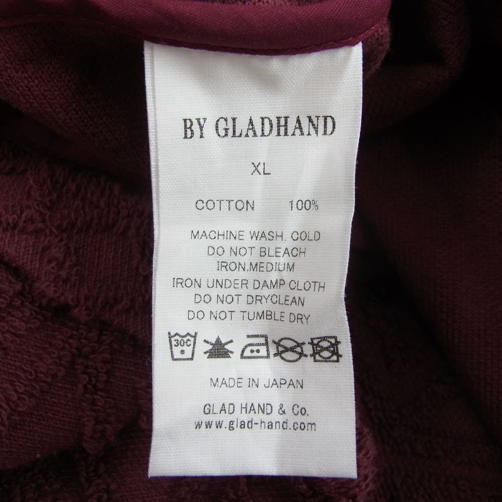 BY GLADHAND バイグラッドハンド 19SS BYGH-19-SS-09 ISLAND L/S CARDIGAN アイランド 長袖 パイル カーディガン エンジ系 XL【中古】