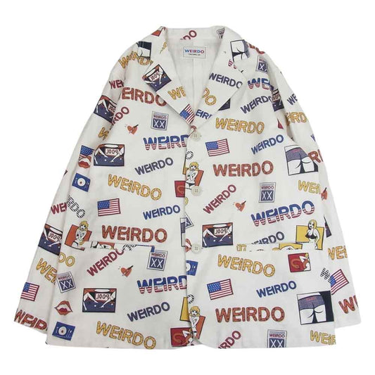 WEIRDO ウィアード PORN WEIRDO JACKET 総柄 テーラード ジャケット  ホワイト系 2XL【中古】