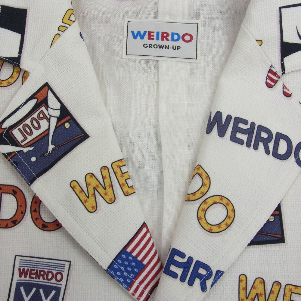 WEIRDO ウィアード PORN WEIRDO JACKET 総柄 テーラード ジャケット  ホワイト系 2XL【中古】