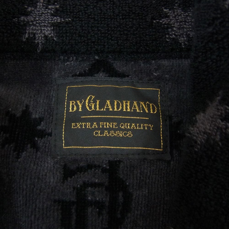 BY GLADHAND バイグラッドハンド 18SS BYGH-18-SS-01 FAMILY CREST SMOKING JACKET ロゴ 総柄  ファミリー クレスト スモーキング ジャケット ブラック系 XL【中古】