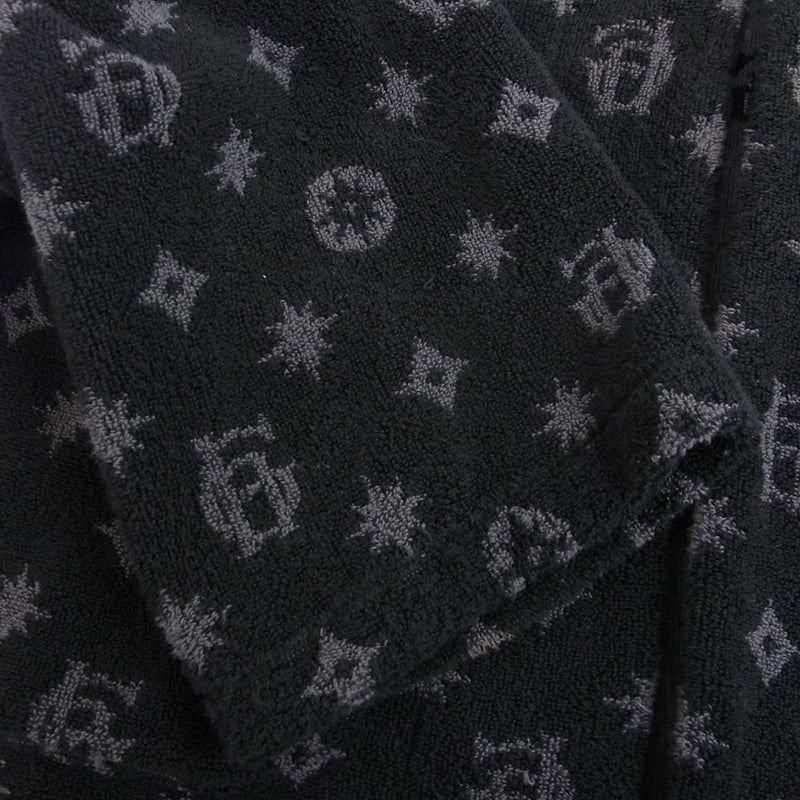 BY GLADHAND バイグラッドハンド 18SS BYGH-18-SS-01 FAMILY CREST SMOKING JACKET ロゴ 総柄  ファミリー クレスト スモーキング ジャケット ブラック系 XL【中古】