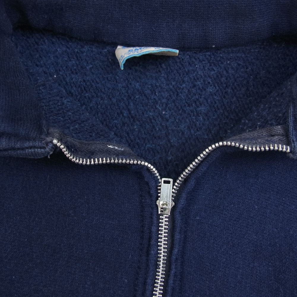 Champion チャンピオン VINTAGE ビンテージ 70s リバースウィーブ USAFA FALCON ZIP ハーフジップ スウェット 単色タグ ヴィンテージ ネイビー系 S【中古】