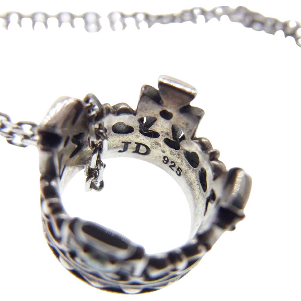 Justin Davis ジャスティンデイビス CROWN ストーン付き クラウン ペンダントトップ チェーン ネックレス シルバー系【中古】