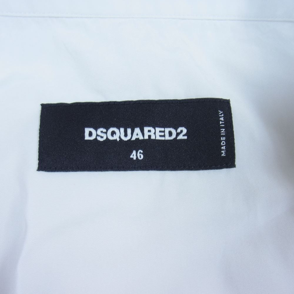 DSQUARED2 ディースクエアード DEAN＆DAN CATEN CANADIAN BROTHERS ロゴ プリント 長袖 シャツ  ホワイト系 46【美品】【中古】
