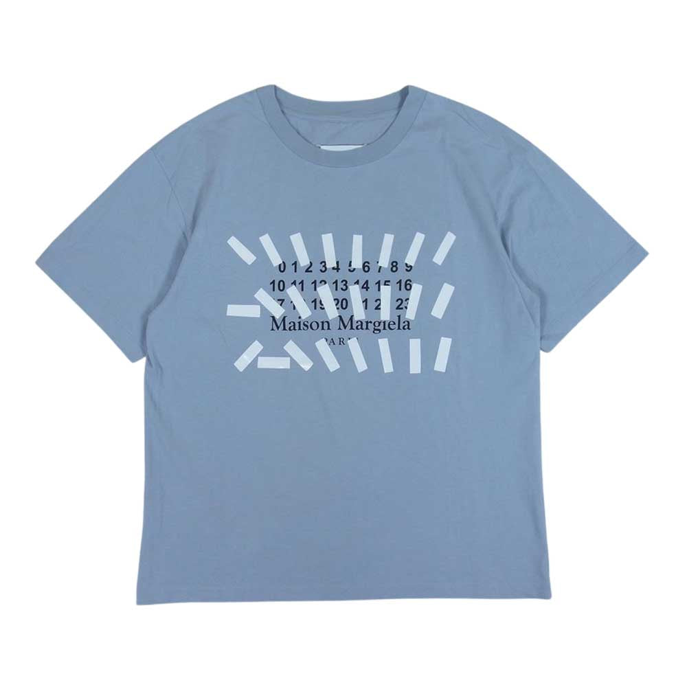 MAISON MARGIELA メゾンマルジェラ 21SS S29GC0296 S23935 フロントロゴプリント コットンジャージー 半袖 クルーネック Tシャツ ブルーグレー系 42【中古】