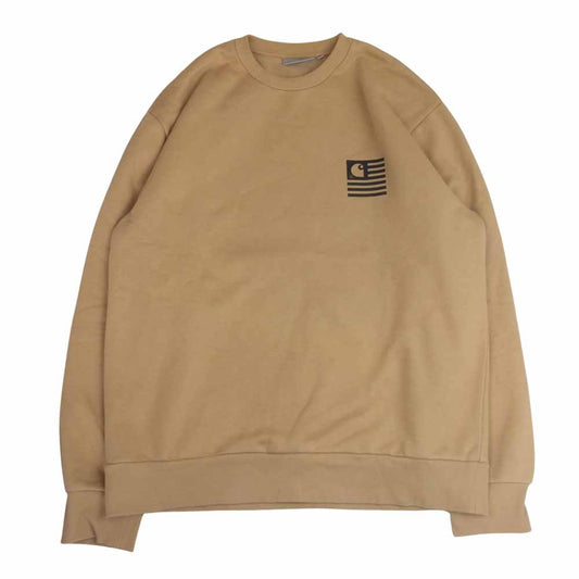 Carhartt カーハート 胸ロゴ 裏起毛 スウェット トレーナー ベージュ系 L【美品】【中古】