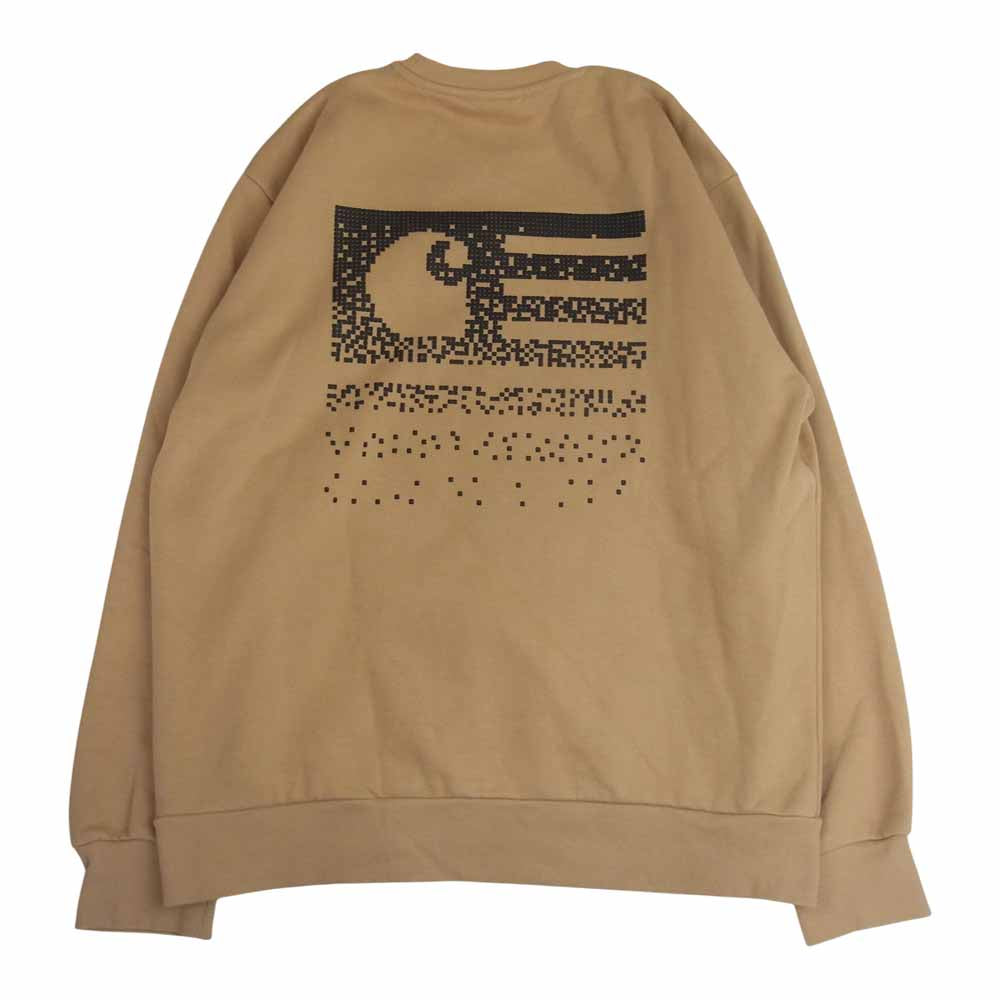 Carhartt カーハート 胸ロゴ 裏起毛 スウェット トレーナー ベージュ系 L【美品】【中古】