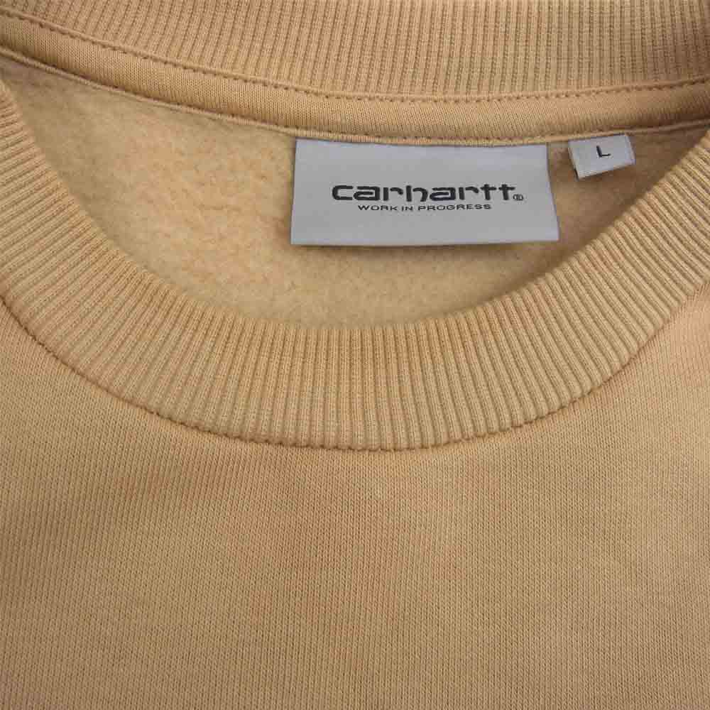 Carhartt カーハート 胸ロゴ 裏起毛 スウェット トレーナー ベージュ系 L【美品】【中古】