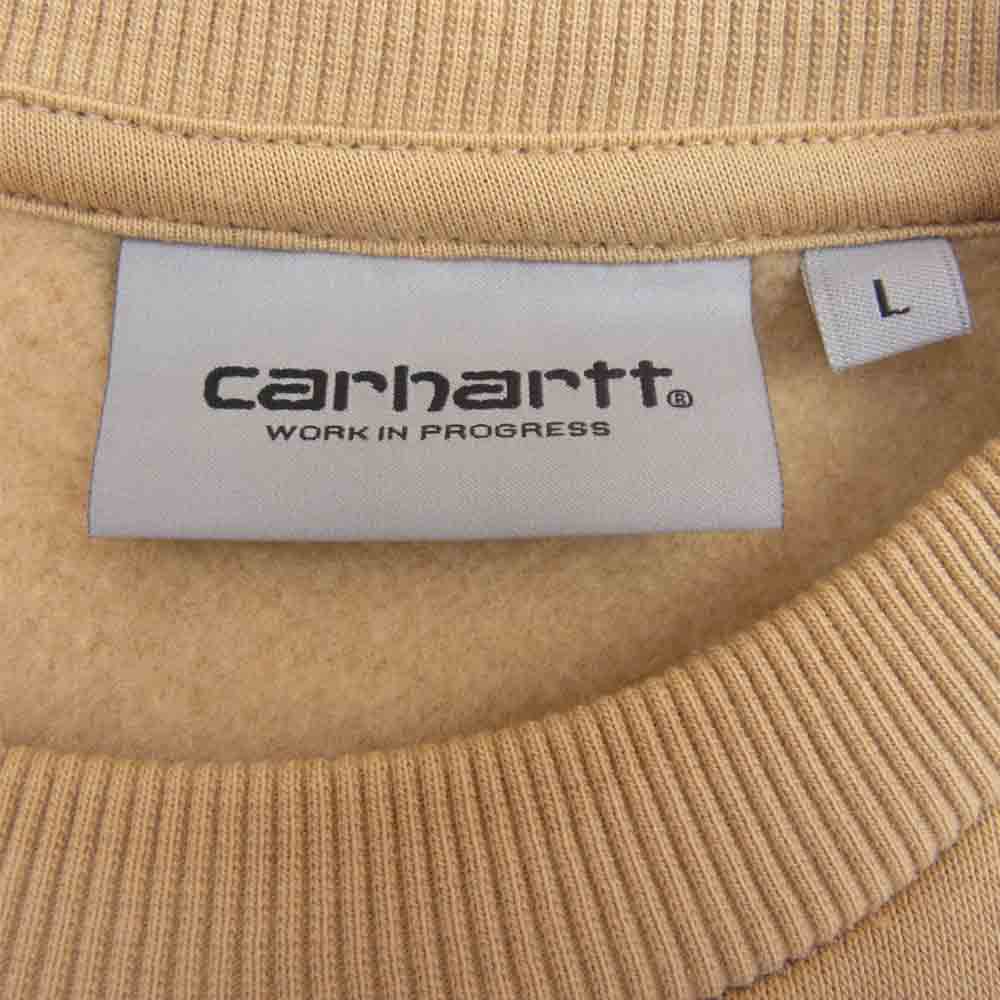 Carhartt カーハート 胸ロゴ 裏起毛 スウェット トレーナー ベージュ系 L【美品】【中古】