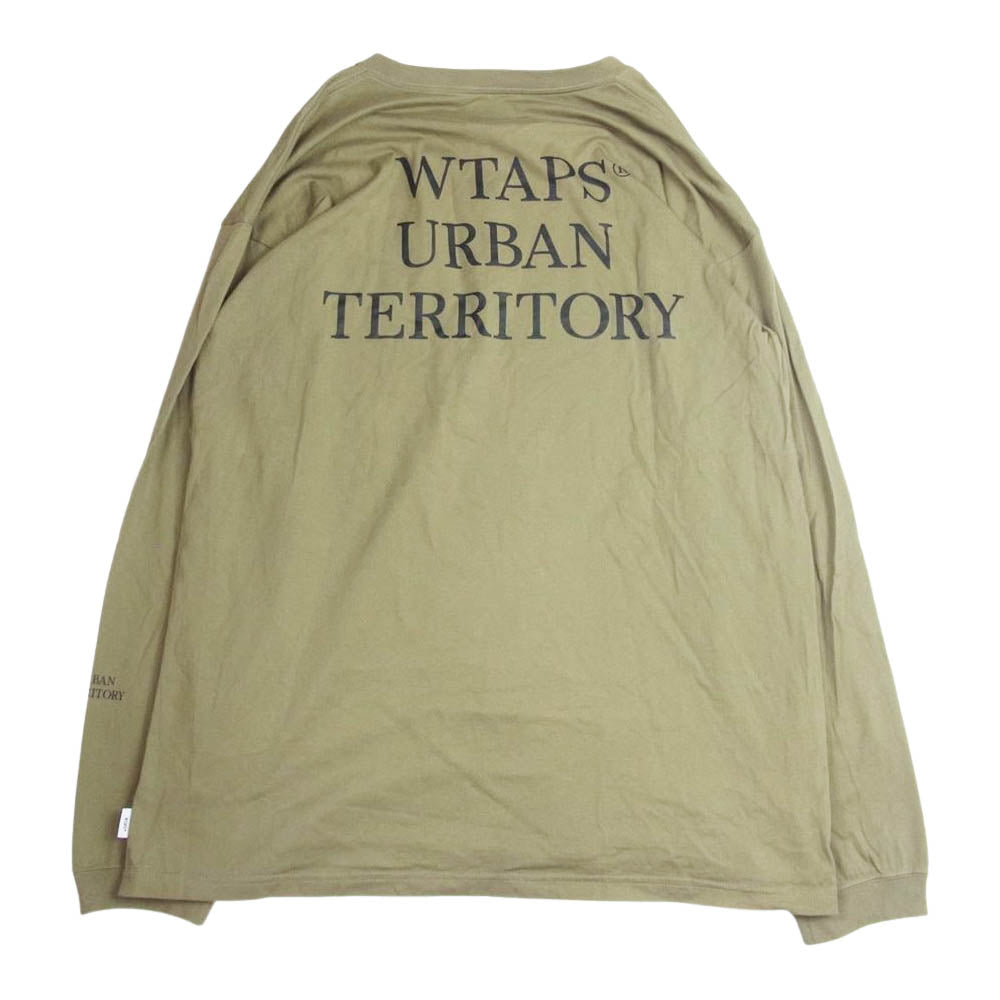 WTAPS ダブルタップス 21SS URBAN TERRITORY LS TEE ロゴ 長袖 Tシャツ カーキ系 4【中古】