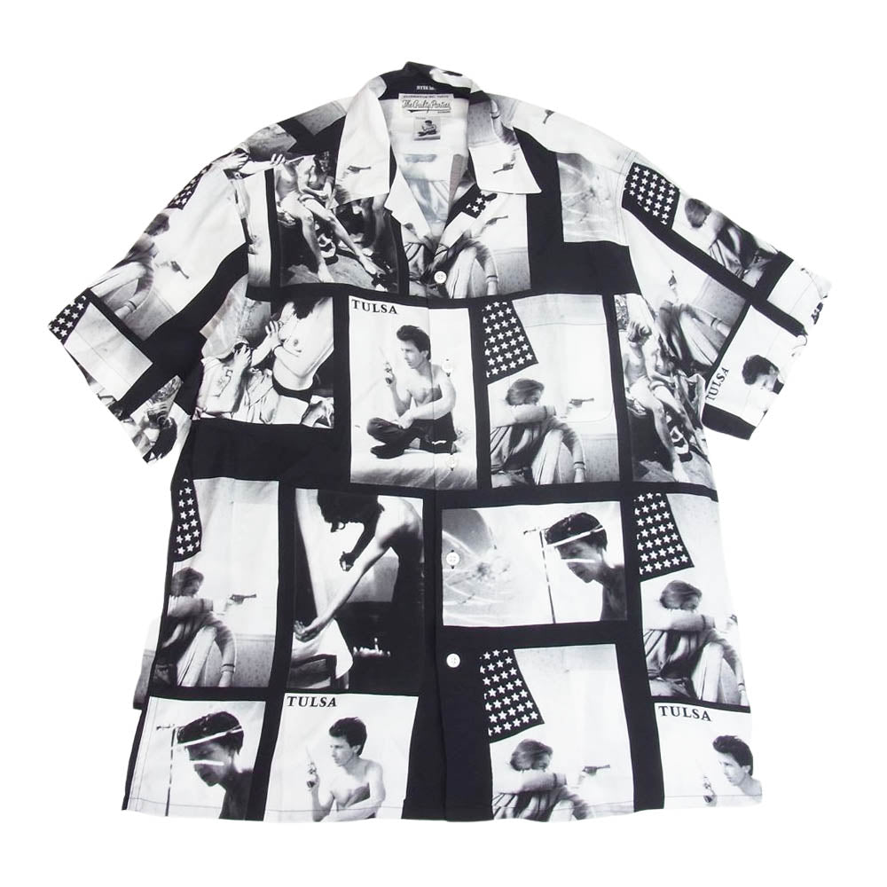 WACKO MARIA ワコマリア MINEDENIM LARRY CLARK TULSA s/s HAWAIIAN SHIRTS マインデニム ラリークラーク 半袖 ハワイアン シャツ ブラック系 L【美品】【中古】