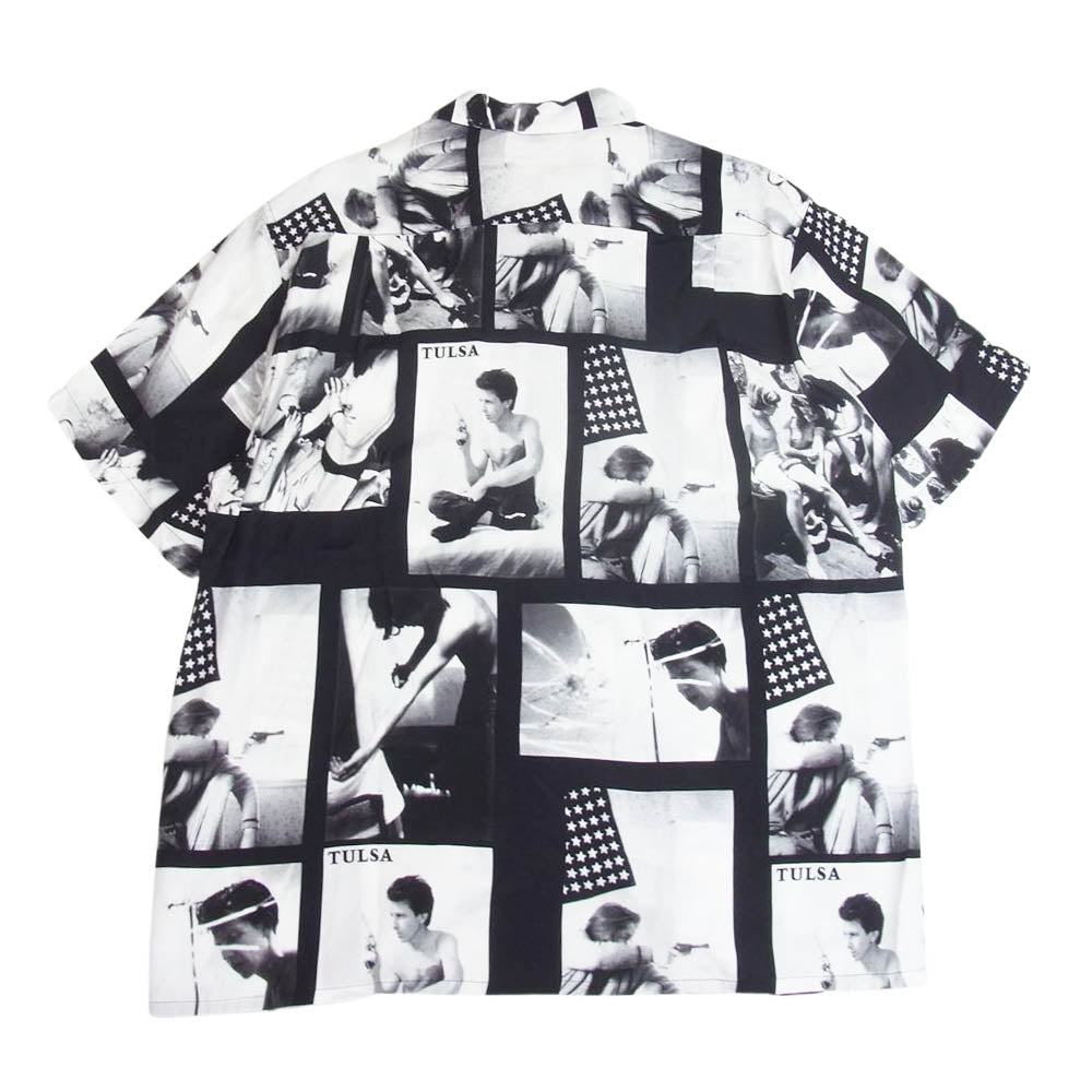 WACKO MARIA ワコマリア MINEDENIM LARRY CLARK TULSA s/s HAWAIIAN SHIRTS マインデニム ラリークラーク 半袖 ハワイアン シャツ ブラック系 L【美品】【中古】
