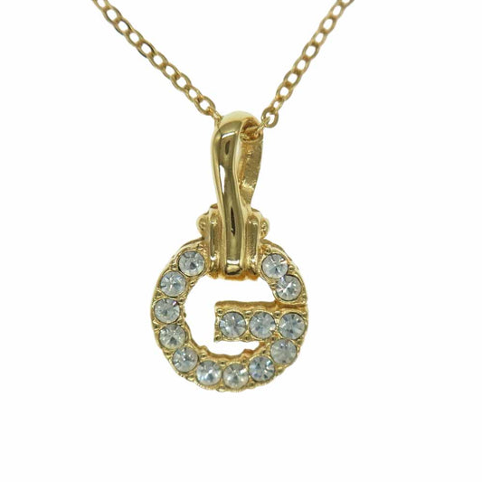 GIVENCHY ジバンシィ Gモチーフ ラインストーン ネックレス ゴールド系【中古】