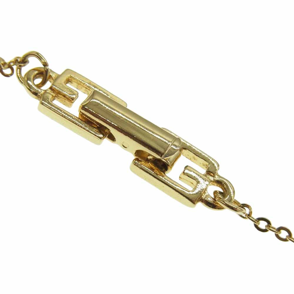 GIVENCHY ジバンシィ Gモチーフ ラインストーン ネックレス ゴールド系【中古】