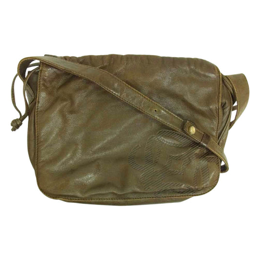 LOEWE ロエベ アナグラム レザー 巾着 ショルダーバッグ ブラウン系【中古】