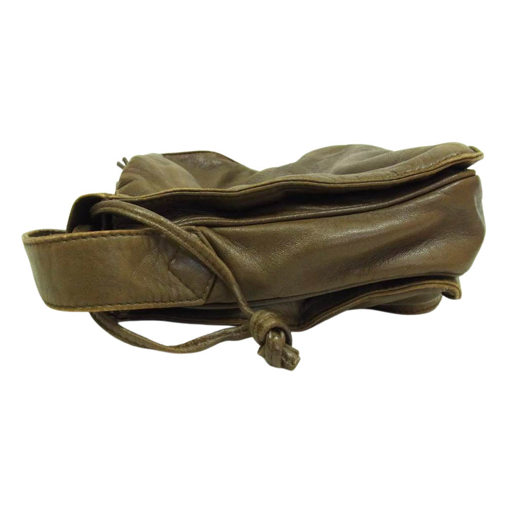 LOEWE ロエベ アナグラム レザー 巾着 ショルダーバッグ ブラウン系【中古】