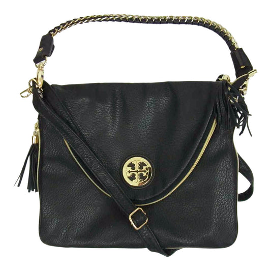 Tory Burch トリーバーチ フラップ チェーン ショルダー バッグ ブラック系【中古】