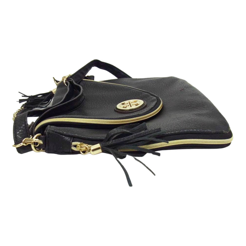 Tory Burch トリーバーチ フラップ チェーン ショルダー バッグ ブラック系【中古】