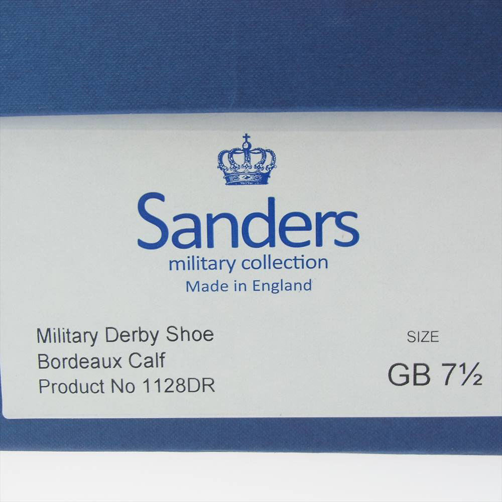 SANDERS サンダース 1128DR ミリタリーダービー キャップトゥ トリプルステッチ カーフレザー 牛革 ブラウン系 7 1/2【美品】【中古】