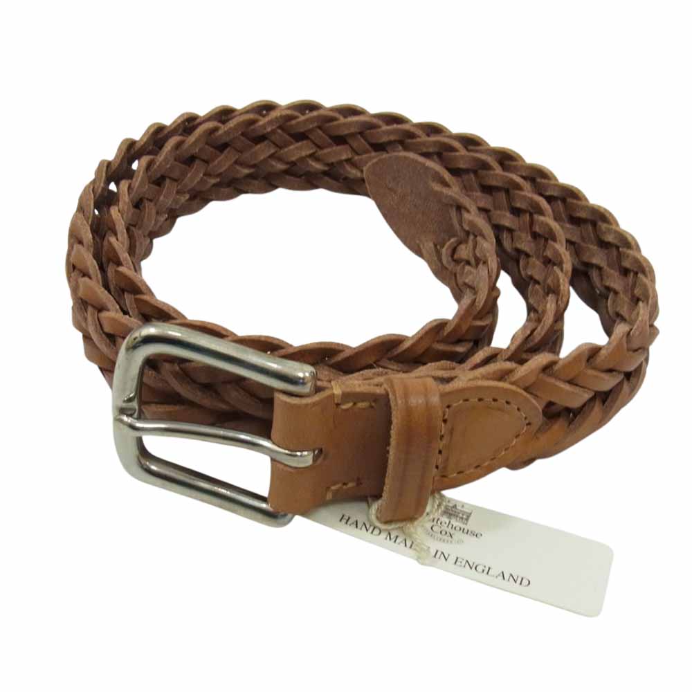 ホワイトハウスコックス P2274 PLAITED BELT メッシュ レザー ベルト ライトブラウン系【美品】【中古】