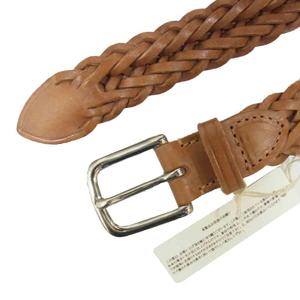 ホワイトハウスコックス P2274 PLAITED BELT メッシュ レザー ベルト ライトブラウン系【美品】【中古】
