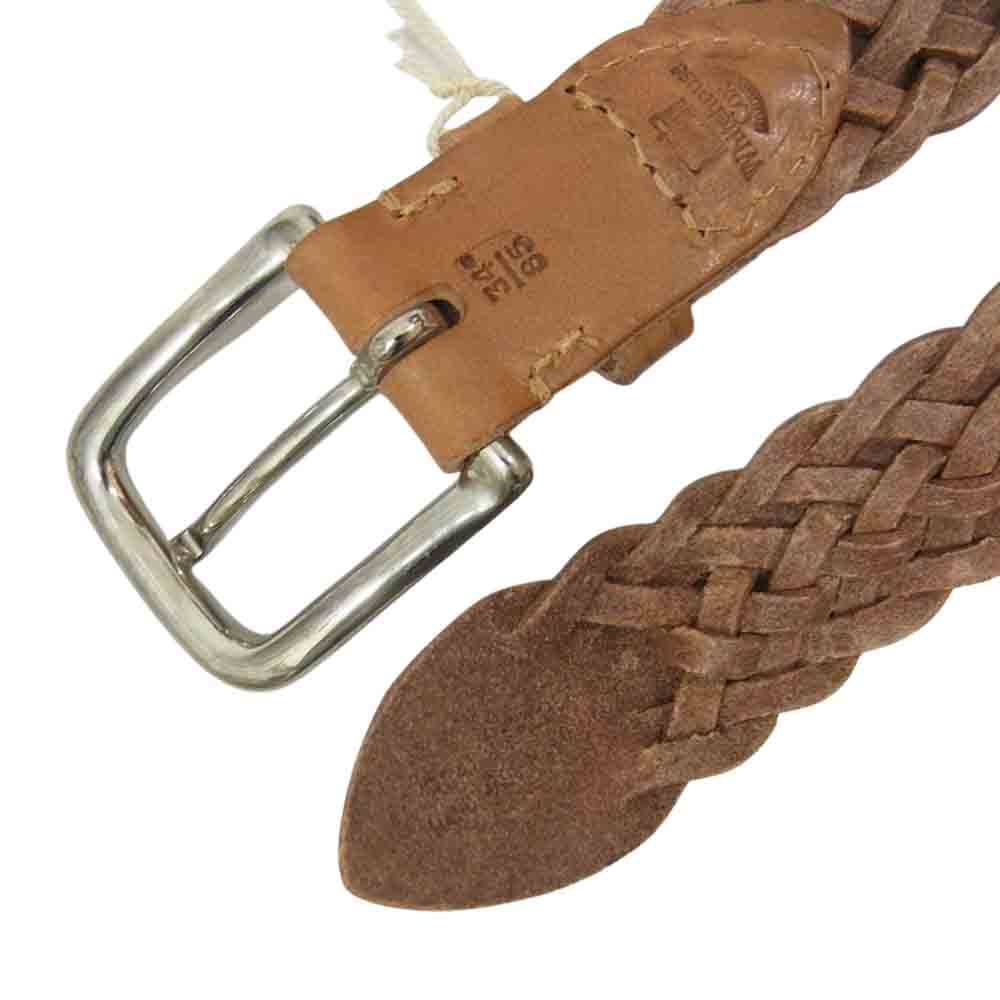 ホワイトハウスコックス P2274 PLAITED BELT メッシュ レザー ベルト ライトブラウン系【美品】【中古】