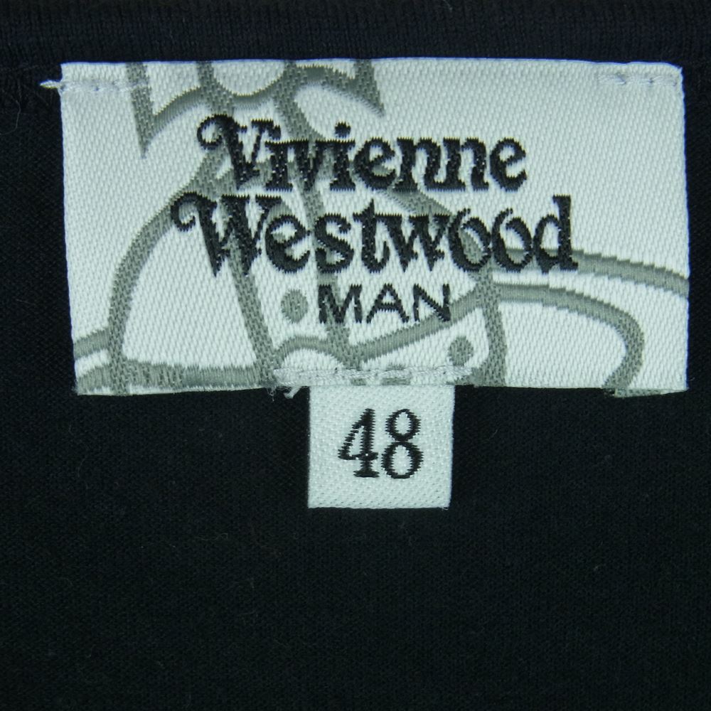 Vivienne WestwoodMAN ヴィヴィアンウエストウッドマン ネクタイ プリント Tシャツ カットソー 半袖 ブラック系 48【中古】