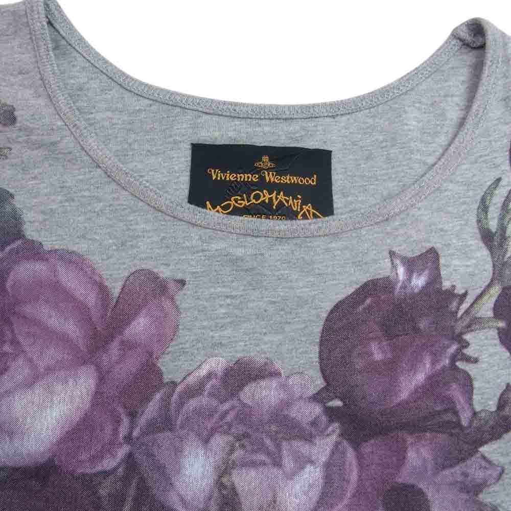 Vivienne Westwood ヴィヴィアンウエストウッド ANGLOMANIA アングロマニア オーブ刺繍 フラワー プリント Tシャツ カットソー 半袖 グレー系 XS【中古】