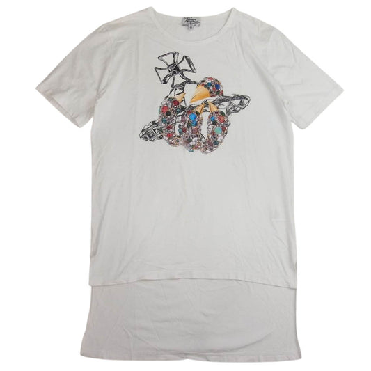 Vivienne WestwoodMAN ヴィヴィアンウエストウッドマン オーブ プリント Tシャツ カットソー 半袖 ホワイト系 46【中古】