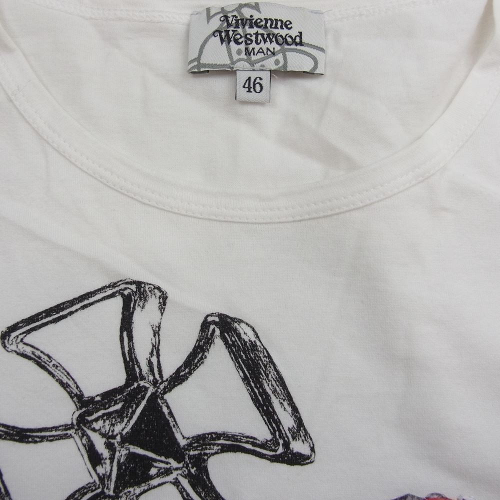 Vivienne WestwoodMAN ヴィヴィアンウエストウッドマン オーブ プリント Tシャツ カットソー 半袖 ホワイト系 46【中古】