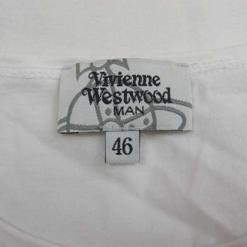 Vivienne WestwoodMAN ヴィヴィアンウエストウッドマン オーブ プリント Tシャツ カットソー 半袖 ホワイト系 46【中古】