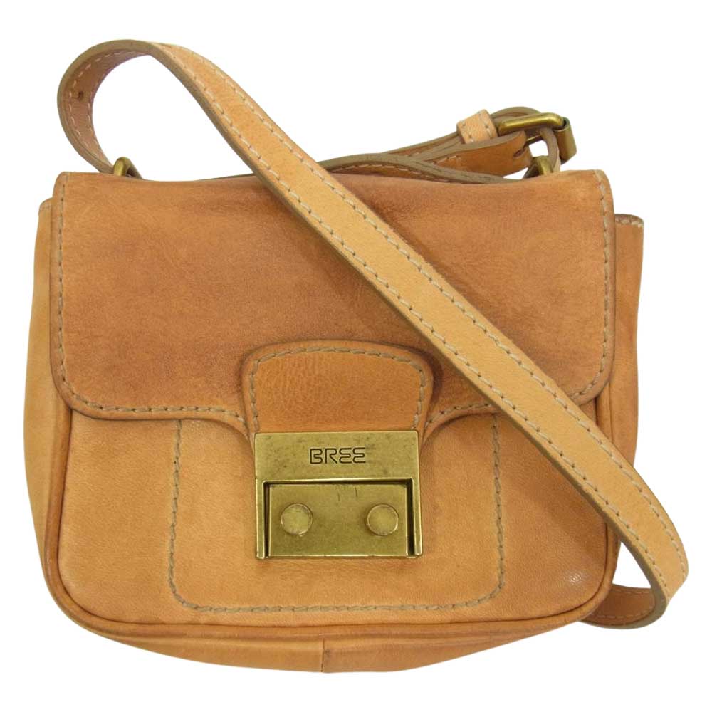 BREE ブリー ヌメ革 オール レザー ポーチ ショルダー バック  ブラウン系【中古】