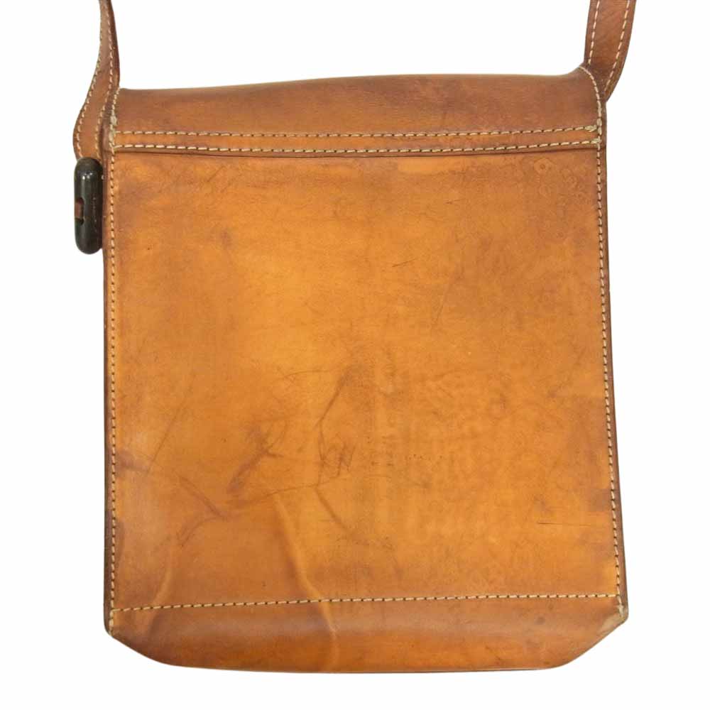 BREE ブリー ヌメ革 オール レザー スクエア ショルダー バック ポーチ ブラウン系【中古】