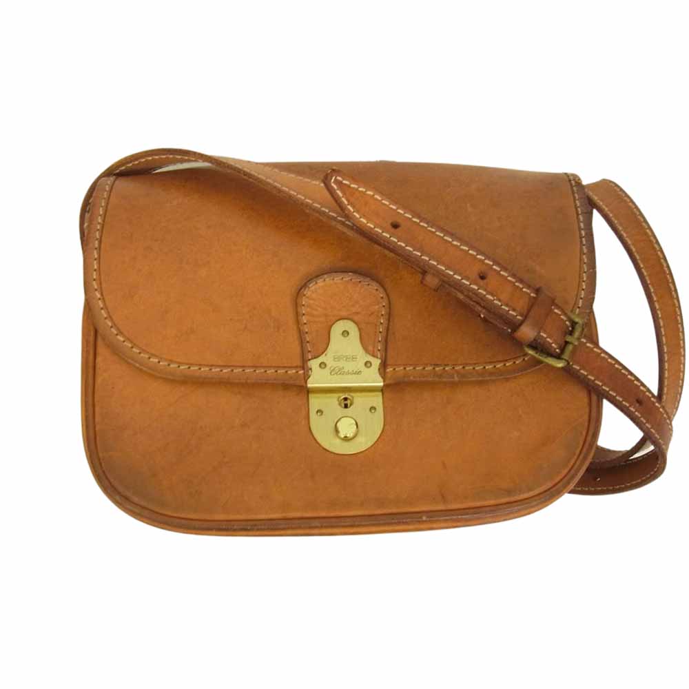 BREE ブリー ヌメ革 オール レザー ショルダー バック ポーチ ブラウン系【中古】
