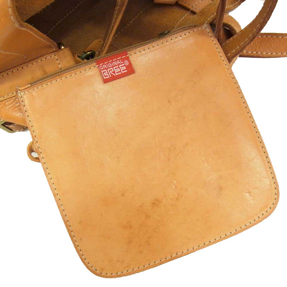 BREE ブリー ヌメ革 オール レザー リュック ポーチ付 ブラウン系【中古】