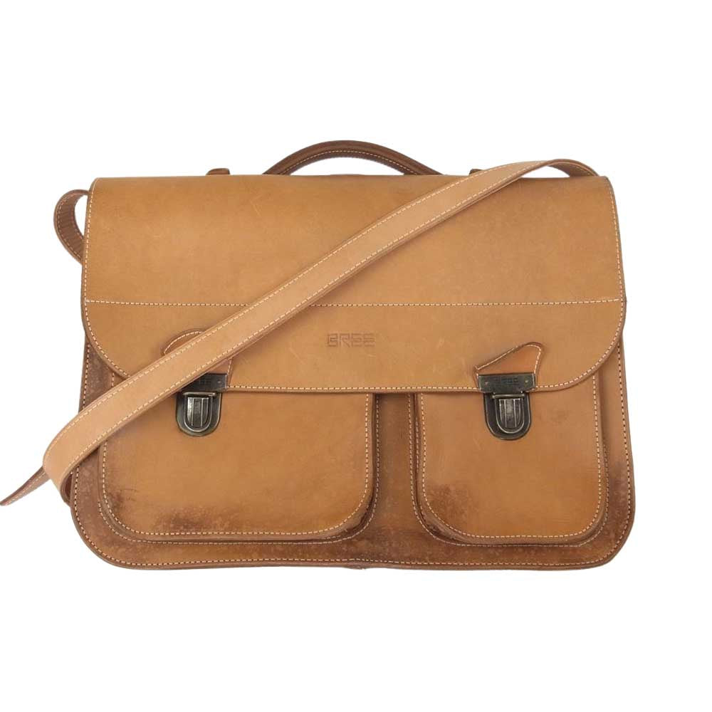 BREE ブリー ヌメ革 オール レザー ビジネス バック ショルダー バック 2WAY ベージュ系【中古】