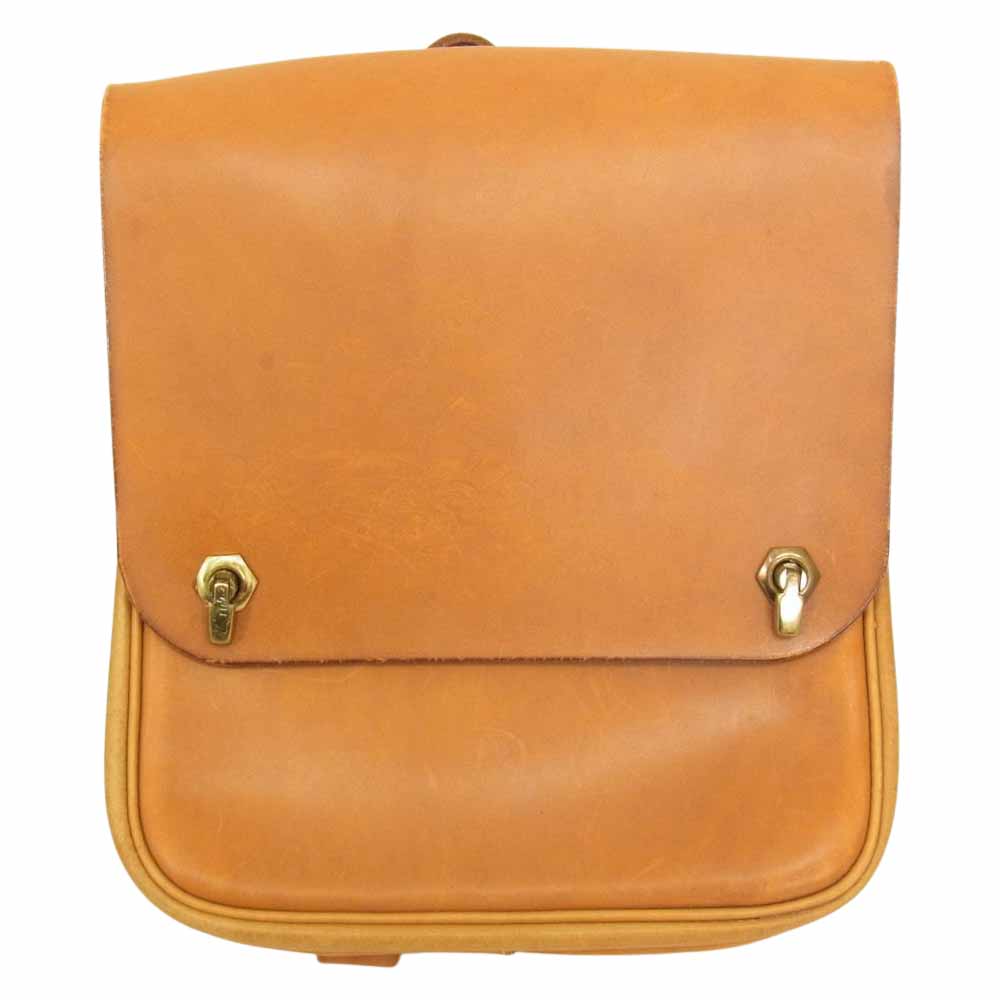 HERZ ヘルツ ヌメ革 オール レザー ダブルフック リュック バックパック  ブラウン系【中古】