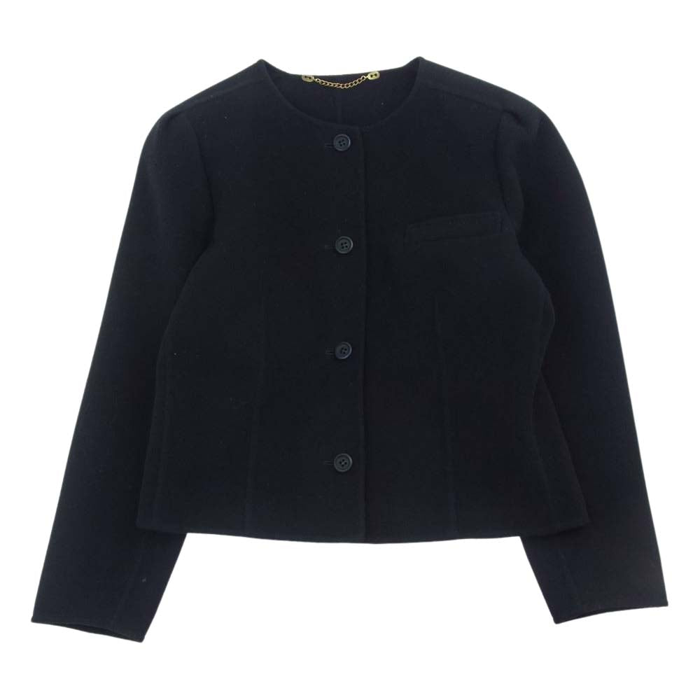 Herno ヘルノ イタリア製 ウール ノーカラー ジャケット スカート セットアップ ブラック系 42【中古】
