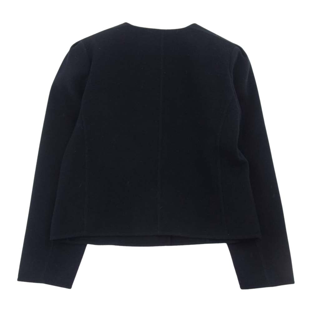 Herno ヘルノ イタリア製 ウール ノーカラー ジャケット スカート セットアップ ブラック系 42【中古】