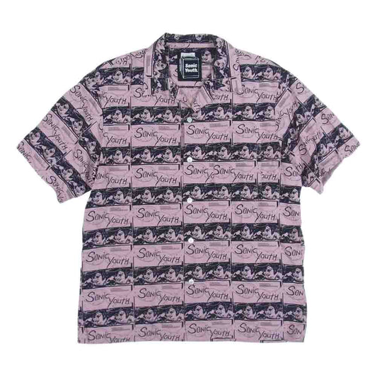 HYSTERIC GLAMOUR ヒステリックグラマー 02211AH02 SONIC YOUTH UG PATTERN柄 オープンカラーシャツ ピンク系 L【中古】