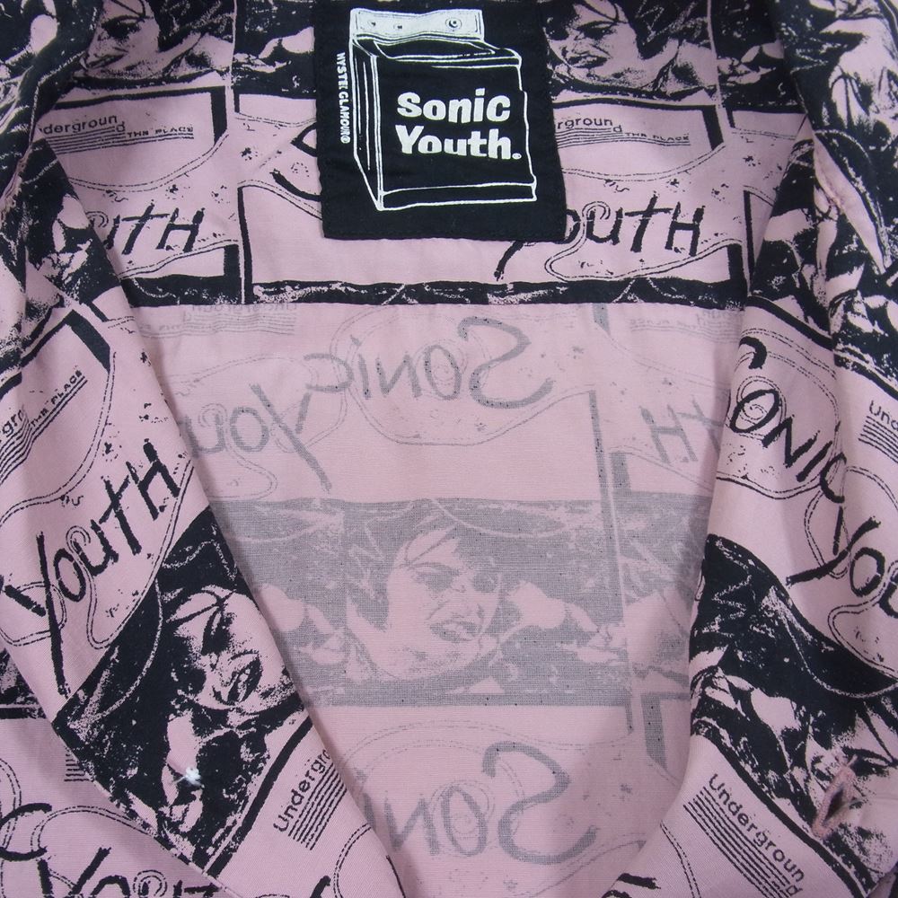 HYSTERIC GLAMOUR ヒステリックグラマー 02211AH02 SONIC YOUTH UG PATTERN柄 オープンカラーシャツ ピンク系 L【中古】